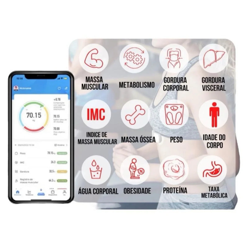 BALANÇA DIGITAL CORPORAL BIOIMPEDÂNCIA