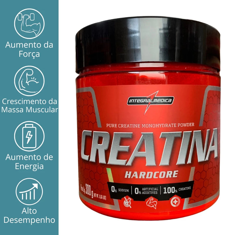 Creatina em Pó Pura HARDCORE 300g - Integralmedica